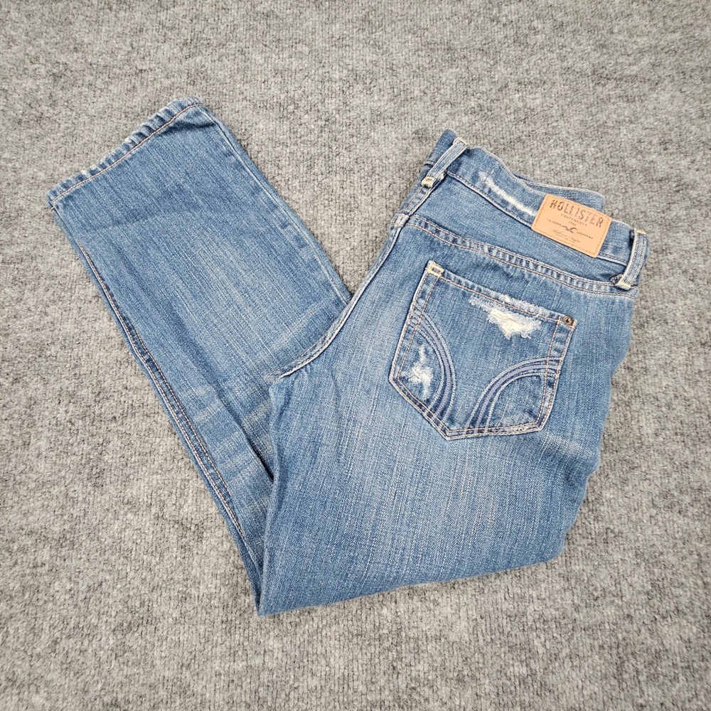 Hollister Distressed Button Fly‎ Jeans Womens 0 W24 Medium Wash Straight Cropped